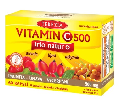 TEREZIA Vitamin C 500mg trio natur+ cps.60