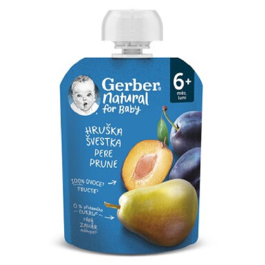 Gerber Natural kapsička hruška švestka 90g 6M