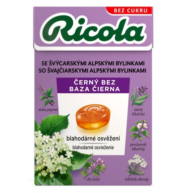 RICOLA Černý Bez bez cukru 40g