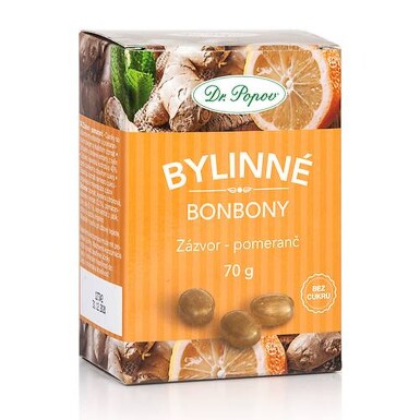 Dr.Popov Bonbony Zázvor-pomeranč 70g