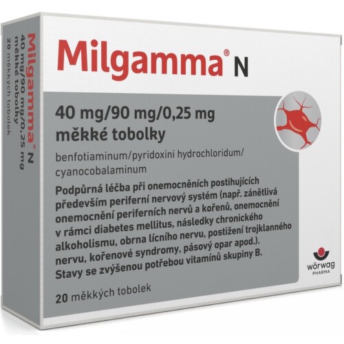 MILGAMMA N 40MG/90MG/0,25MG měkké tobolky 20