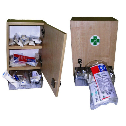 Lékárnička nástěnná dřevěná s náplní ZM20 20 osob