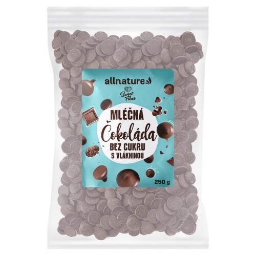 Allnature Mléčná čokoláda bez cukru s vlákninou 250g