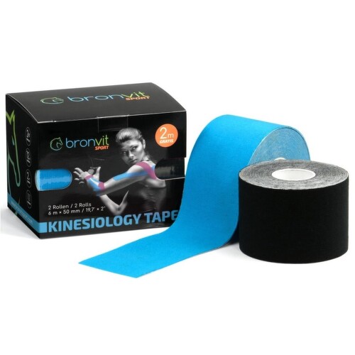 BronVit Sport Kinesio Tape set černá + modrá 2x5cmx6m