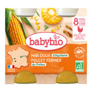 BABYBIO sladká kukuřice s kuřecím masem 2x200g