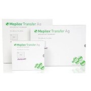 MEPILEX TRANSFER AG 7,5X8,5 CM, 10 KS, ANTIMIKROBIÁLNÍ PĚNOVÉ KRYTÍ SE