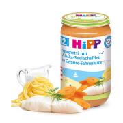 HiPP MENU Špagety s mořskou rybou a zeleninou 250g