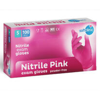 SOFTCLINIC Nitril rukavice vyšetřovací nepudrované růžové S 100ks