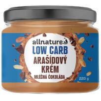 Allnature Arašídový krém LOW carb s mléčnou čokoládou 220g