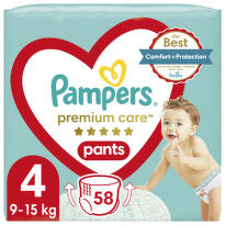 Pampers Premium Care kalhotkové plenky velikost 4 9-15kg 58 ks