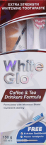 WHITE GLO Bělicí zub.pasta Káva/Čaj 150g+zub.kart.