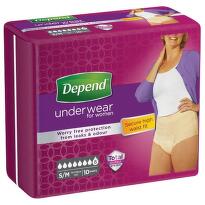 Depend Super inkontinenční kalhotky vyšší pas ženy vel.S/M 10 ks