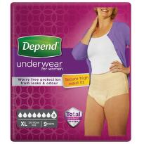 Depend Super inkontinenční kalhotky vyšší pas ženy vel.XL 9 ks