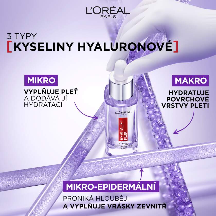 LOréal Paris Revitalift 3 typy kyseliny hyaluronové. benu