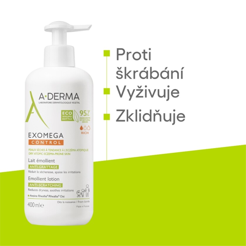 Aderma_exomega-control_lait-emollient-přírodní zvláčňující péče