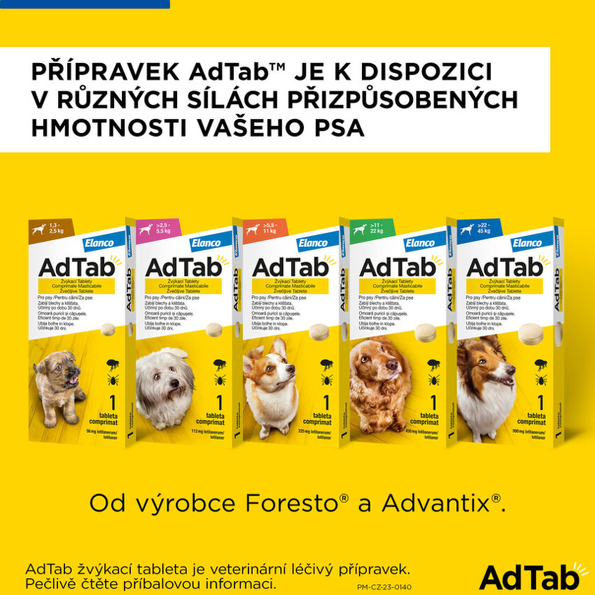 AdTab 225mg žvýkací tablety pro psy 5.5-11kg