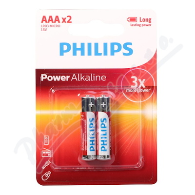 Baterie Power Alkaline AAA PHILIPS LR03P2B/10 2ks