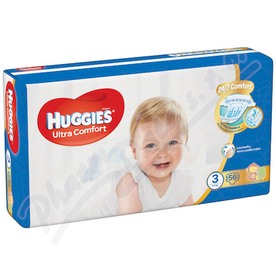 HUGGIES Ultra Comfort Jumbo vel.3 5-8kg 56ks + dárek Pouzdro na vlhčené obrousky Huggies zdarma