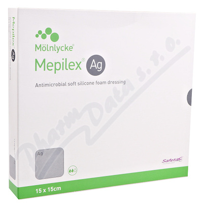 MEPILEX AG 15X15 CM, 5 KS ANTIMIKROBIÁLNÍ PĚNOVÉ KRYTÍ